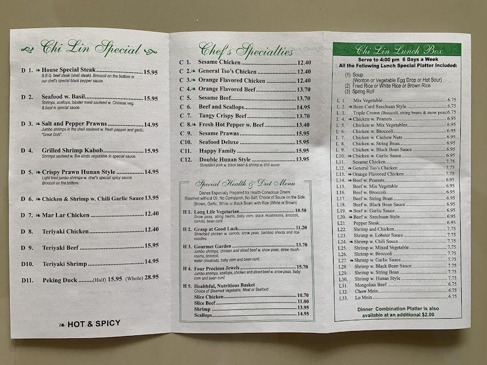Chi Lin Restaurant Menu image 2